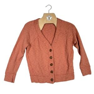 Vince Camuto Waffle‎ Knit Cardigan Womens M Dusty Rose Button Front Cozy